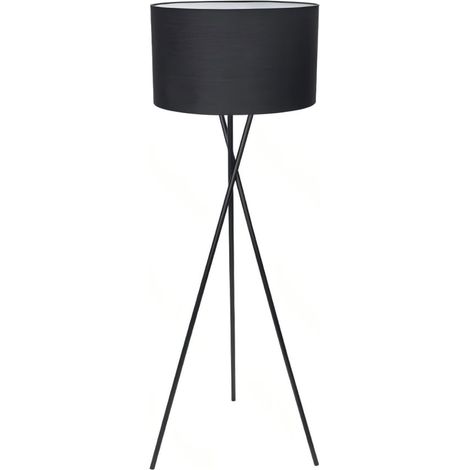 Lampadaire Trépied Métal Noir - Douille E27 - Sans Ampoule - Salon Chambre (1/3)