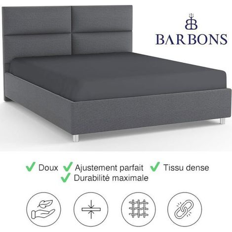 Drap Housse 120x190 cm / 120x200 cm, 100% Coton Draps Housses Certifié Oeko-TEX Premium Drap Housse 120x200 cm Gris GRI DRAP HOUSSE (1/5)