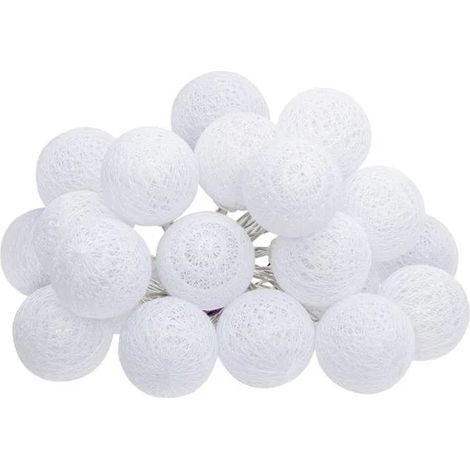 Guirlande LED - 20 Boules - Blanc - Diamètre 6 cm - Alimentation Secteur - Interrupteur Intégré - Intérieur (1/5)