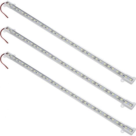 Barre lumineuse rigide en aluminium blanc, 3 LED SMD 5050, 12 V, 50 cm, 3 x 50 cm