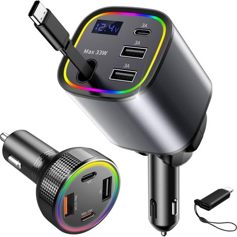 2pcs Chargeur Allume Cigare USB C 78w Voiture Chargeur pour Android (1/5)