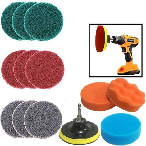 Drill Brush Power Scrubber Tampons à récurer et éponge Kit de Nettoyage-Nettoyeur Tout Usage à récurer sans Fil pour Nettoyer Les Carreaux de Piscine,la Baignoire, la céramique、Auto (13pcs) (1/5)