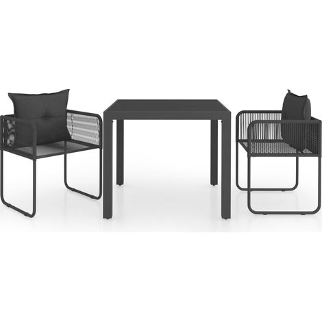 Maison Exclusive - 3-tlg. Garten-Essgruppe PVC Rattan Schwarz