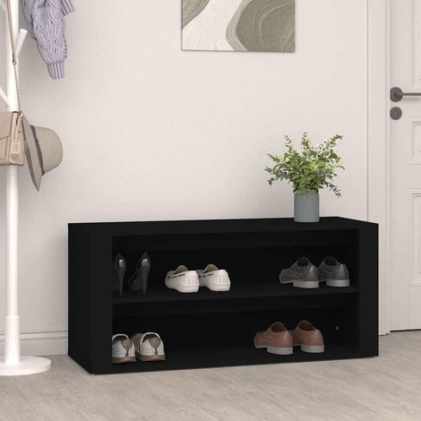 vidaXL Zapatero de madera contrachapada negro 100x35x45 cm (1/5)