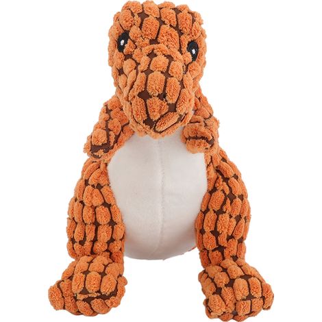 Jouet grinçant pour chien, nettoyage des dents, résistant aux morsures, interactif en forme de dinosaure, chiot en peluche à mâcher pour petit et moyen animal de compagnie, Orange S (1/5)
