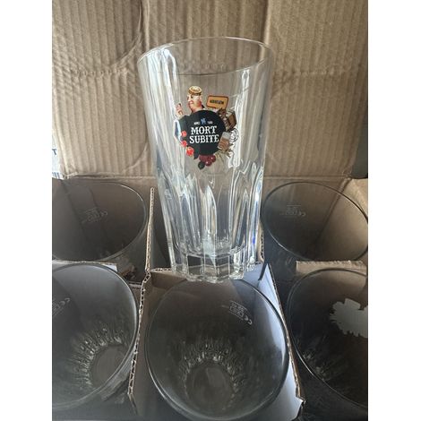 Lot de 6 verres à bière Mort Subite - 25 cl - Neufs