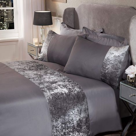 Parure de lit Simple Ultra Douce et Chaude en Velours écrasé avec Housse de Couette et taie d'oreiller Assortie Gris argenté (1/2)