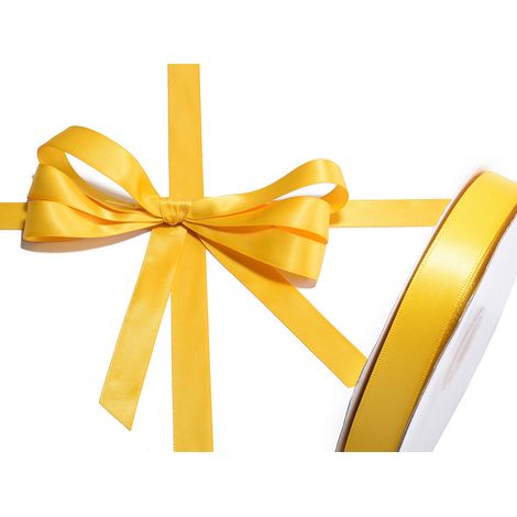 Nastro doppio raso color giallo ocra, mm 15 x 50 m