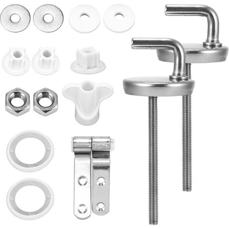 1 Set Toilettensitz-Ersatzscharnierbefestigungen, Toilettensitzscharniere aus Edelstahl, Ersatzscharnier mit Beschlägen und Reparaturteilen, kompatibel (1/5)