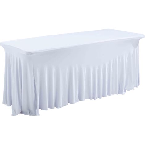 Housse élastique blanche pour table pliante 8 personnes 180cm