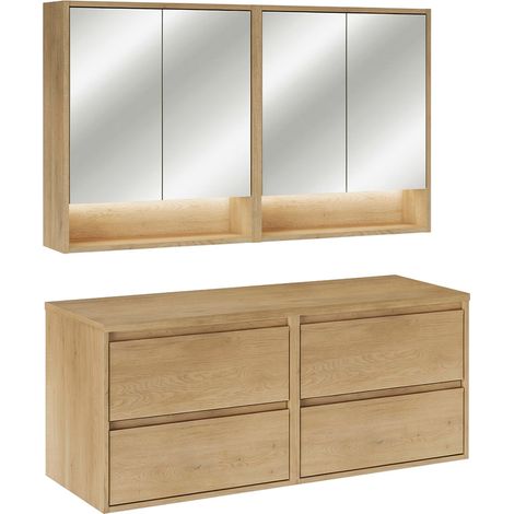 Waschtischunterschrank-Set 120 cm mit Spiegelschränken Edmé Bois (1/5)