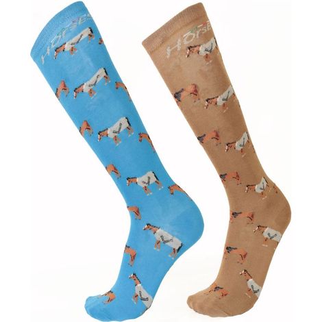 32-35, AZZURRO: Calze Equitazione Unisex modello Aura in misto cotone