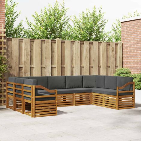 Ecksofa Set 9 pcs Natur und Anthrazit Massivholz Akazie