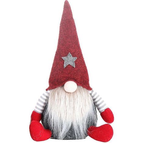 Poupée de Noël créative sans visage, assise, adorable poupée de Noël sans visage, décoration pour sapin de Noël, cheminée ou fenêtre (rouge)-Red