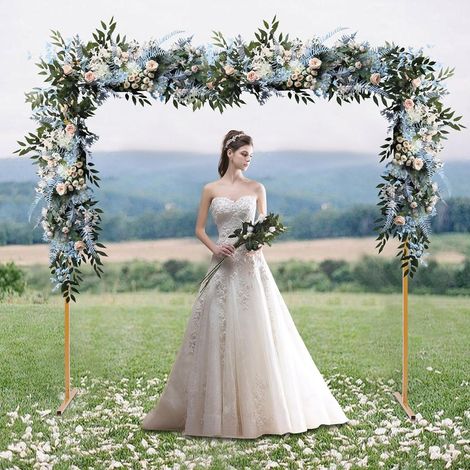 Arches de mariage carrées en métal pour arche de ballons rectangulaire dorée pour décoration de cérémonie, anniversaire, fête prénuptiale, 2 x 2 m (1/5)