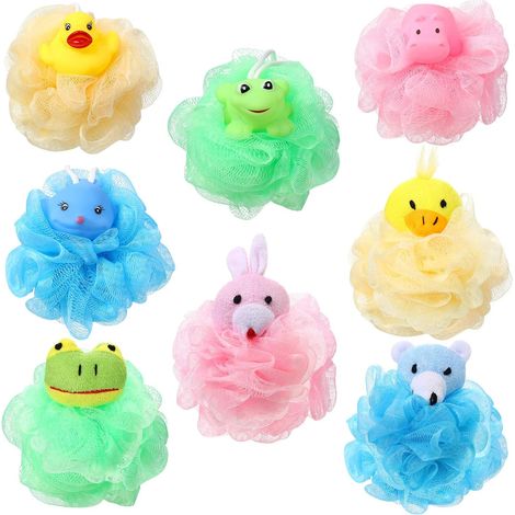 Éponge De Bain En Luffa - Pour Enfants - 8 Pièces - Formes Animaux - Couleurs Vives - Texture Douce Et Exfoliante (1/5)