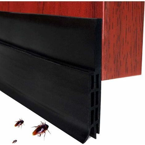Bas de porte Adhésif souple en silicone Isolation thermique Bande d'étanchéité Anti-bruit Anti-poussière Air froid Anti-souris Fourmi Cafard Insectes (100 cm x 5 cm Noir) (1/4)
