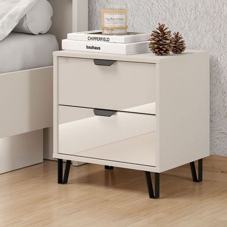 Mesita Scarlino, un Estante, 2 Cajones, Apertura Deslizante, 48x40x52h cm Beige (1/5)