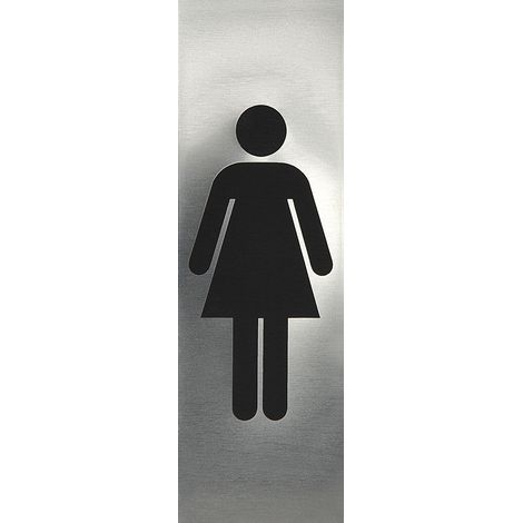WC Symbol Frau selbstklebend, 48 x 150 mm, Edelstahl gebürstet