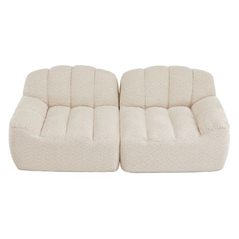 Canapé modulaire 2 places, canapé sans cadre coussins d'assise profonds velours, Beige et Blanc
