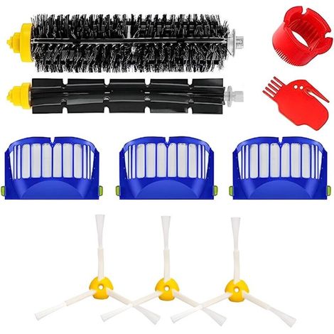 Kit filtre et brosse compatible avec les aspirateurs robots iRobot Roomba série 600 : 605, 615, 616, 620, 621, 630, 635, 650, 652, 660, 665, 671, 680, 690, 691 et 695 (1/4)