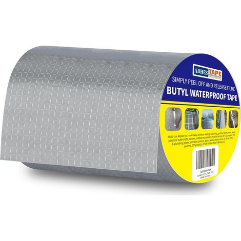 Butyl Tape Waterproof Butyl Tape, Aluminium Butyl Sealing Tape, High Temperature Aluminum Adhesive Tape, Repair Tape for Facades, Roof, Roof, Flat Roof, 150mm x 5m (1/5)