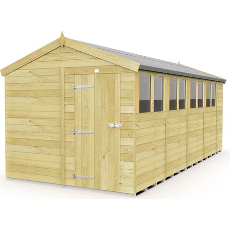 8 x 18 Feet Apex Shed - Single Door With Windows - Wood - L533 x W231 x H217 cm