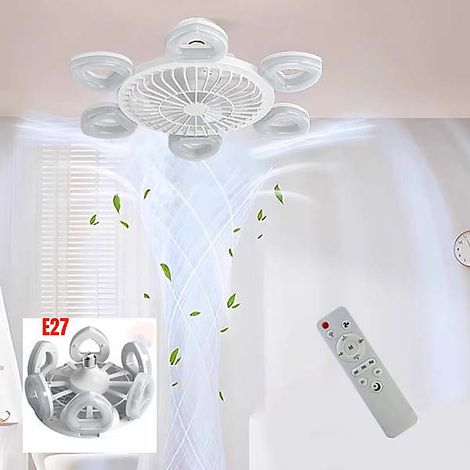 Ventilateur de Plafond avec Lumière LED, 42CM Pliable, Télécommande, 3 Vitesses ,E27,  Sans Support (1/5)