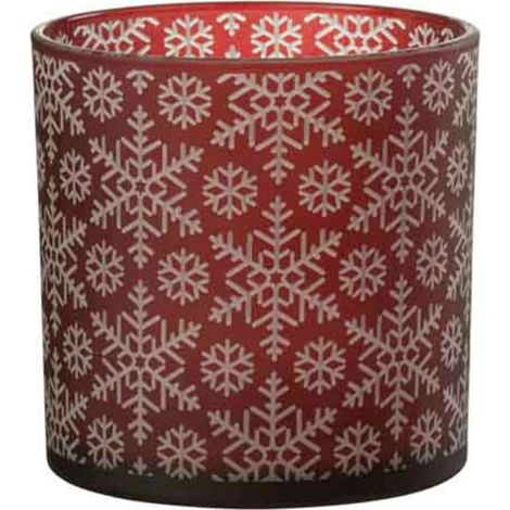 Photophore Design en Verre "Neige" 15cm Rouge (1/3)