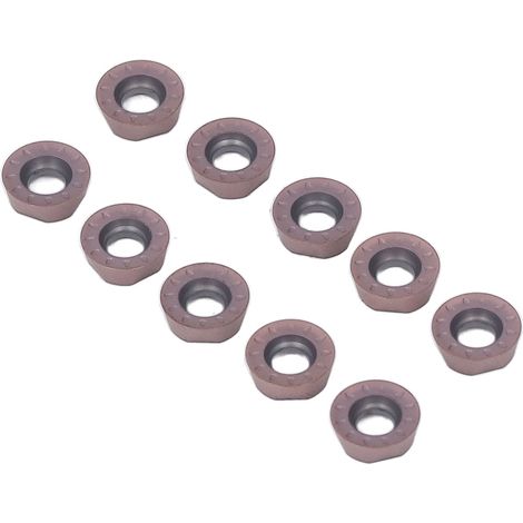 Lot de 10 plaquettes de tournage rondes en carbure pour l'usinage de pièces en acier inoxydable (1/5)