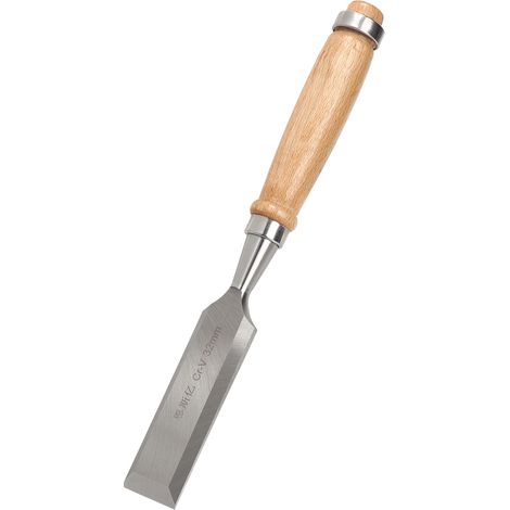 Ciseau plat, outil de menuiserie, outil de coupe avec manche en bois, accessoire industriel robuste, acier CrV 32 mm (1/5)