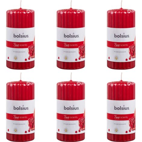 Bolsius Duftkerzen Säulenform 6 Stk 120x58 mm Granatapfel (1/2)