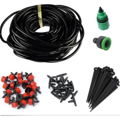 Kit de système de micro-irrigation pour jardin, pelouse, serre, plantes, tuyau d'arrosage, buse et arroseur (25 m)