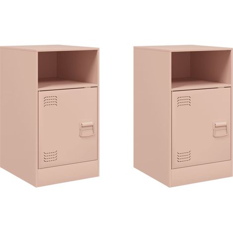 Maison Exclusive - Nachttische 2 Stk. Rosa 34,5x39x62 cm Stahl