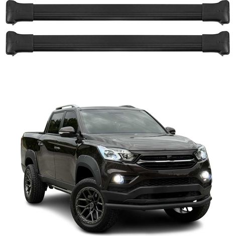 OMAC Aluminium Dachträger Querträger für Ssangyong Musso Grand 2018-2026 – Max. 75 kg – 2 Stangen Schwarz (1/5)