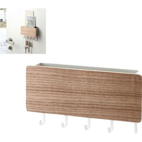 Porte-clés en bois avec crochet de courrier avec boîte aux lettres organisateur porte-lettre pour courrier couloir(Blanc) (1/3)