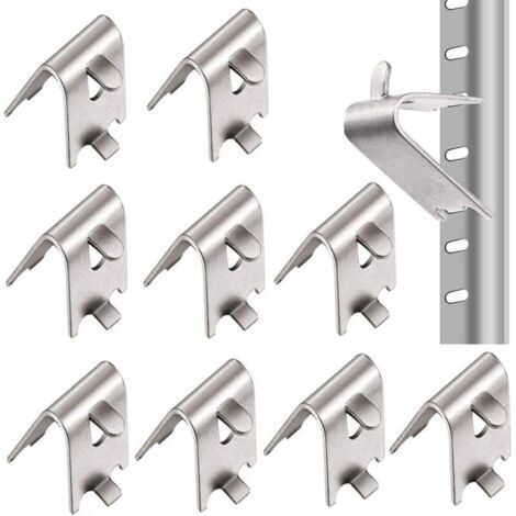 10 Pièces Inoxydable Carré Clips Réfrigérateur, Étagères Réfrigérateur à Clip, 1,5 mm Épaissir Acier Inoxydable 304 Durable Supports Tablette Congélateur pour Réfrigérateur, Congélateur (Argent) (1/4)