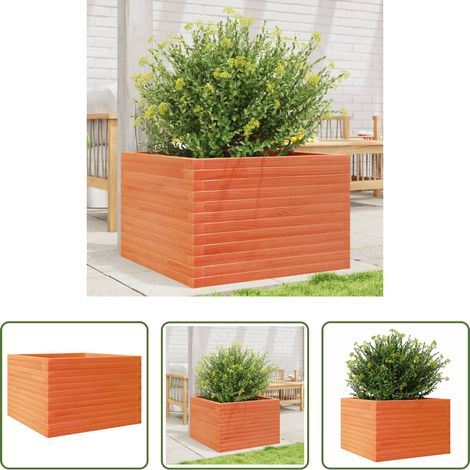 Jardinière marron - Jardinière cire marron 70x70x45,5 cm bois de pin massif (1/5)