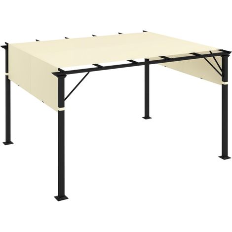 Bâche de pergola/gazebo 3x3m en polyester avec poches et sangles, 488x122cm, blanc crème