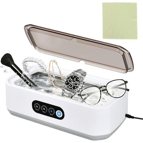 Ultraschallreiniger, 49-kHz-Ultraschallreinigungsgerät für Brillen, 650-ml-Ultraschall-Schmuckreinigungsschale, Ultraschallreiniger für Schmuck, Ringe, Brillen, Zahnprothesen und mehr (1/5)