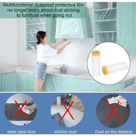 NALOOKAMIC Lot de 2 bâches de protection anti-poussière 3m x 20m et 1,5m x 20m – Matériau PE recyclable – Imperméables et résistantes à l'eau (1/4)
