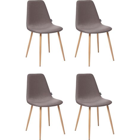 Lot de 4 Chaises Design "Roka" 85cm Gris Clair (1/3)