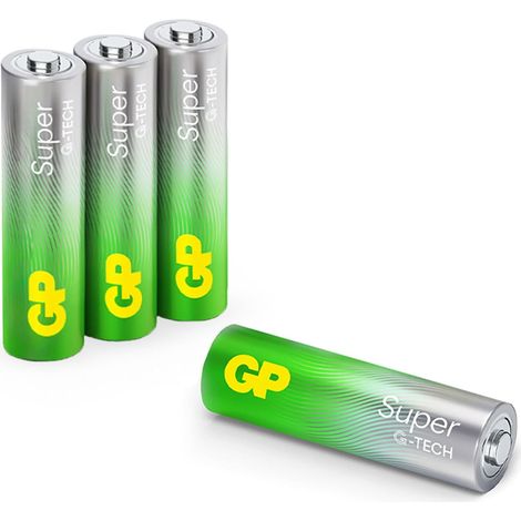 Lot de 4 Piles Super alcalines AA 1,5 V, idéales pour alimenter Les appareils du Quotidien, Nouvelle Technologie G-Tech Longlife (1/5)