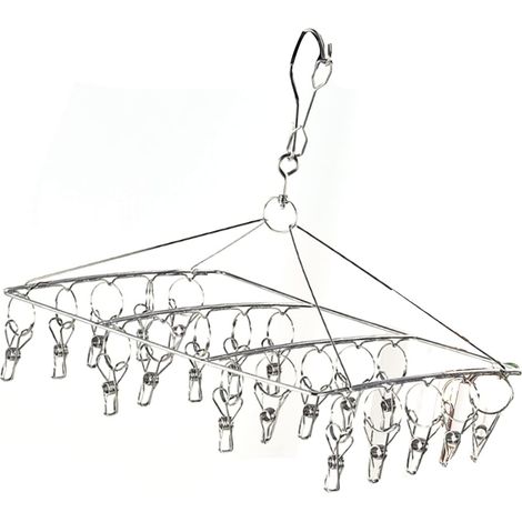 Laundry Rack Hanger, Stainless Steel Laundry Drying Rack Underwear Hangers with Clips Hanger Holder for Drying Socks Bras Towels(02) (1/5)