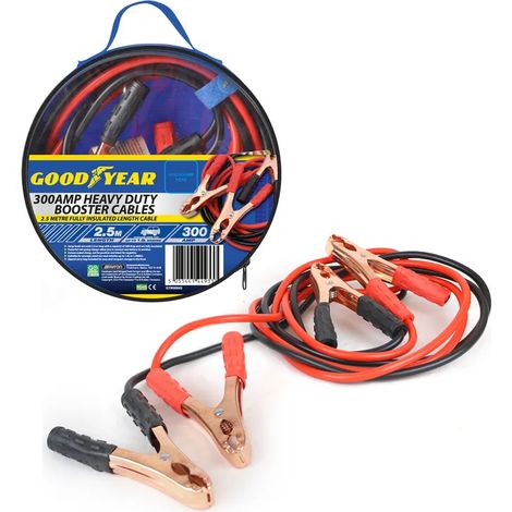 GOODYEAR JUMP LEADS 2.5M 300AMP 2.5 METRES BOOSTER CABLES CAR VAN IN BAG 900045