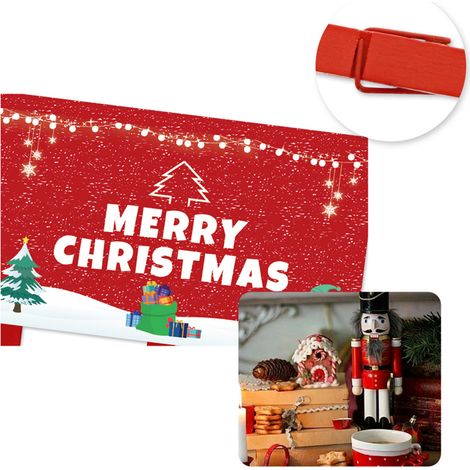 Porte-cartes de Noël en feutrine, à suspendre au mur, avec 40 pinces à photos, cadre photo, décoration de collage, cartes de Noël, loisirs créatifs en papier photo (1/5)