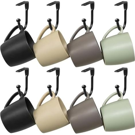 Lot de 16 crochets muraux en métal pour tasses, tasses, ustensiles de cuisine, casseroles, cafés, tasses à thé (1/5)