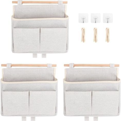 3er-Set Hängeorganizer zur Aufbewahrung an Wand und Tür, ideal für Zuhause, Büro, Badezimmer und Kinderzimmer. Farbe: Beige. (1/5)