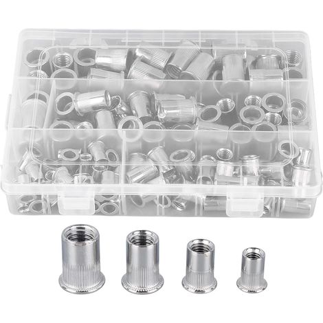 120 Pièces écrou à Rivets, Kit D'assortiment De Fixations D'écrou Moleté Fileté à Tête Plate en Acier Inoxydable 304 M6 M8 M10 M12 (1/5)