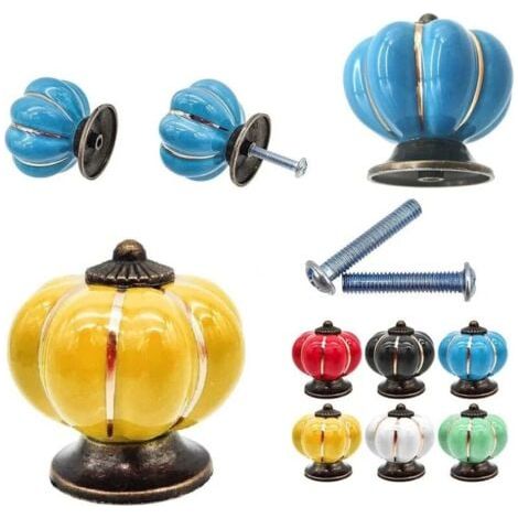 Oferta especial de 7 piezas: Tiradores de cerámica con forma de calabaza para cajones y armarios de cocina – varios colores (1/3)